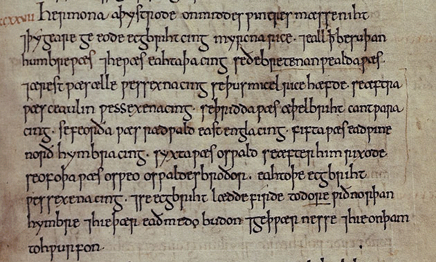 파일:Entry for 827 in the Anglo-Saxon Chronicle, which lists the eight bretwaldas.gif