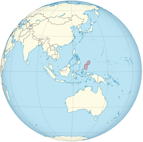 파일:Palau on the globe (Southeast Asia centered) (small islands magnified).png