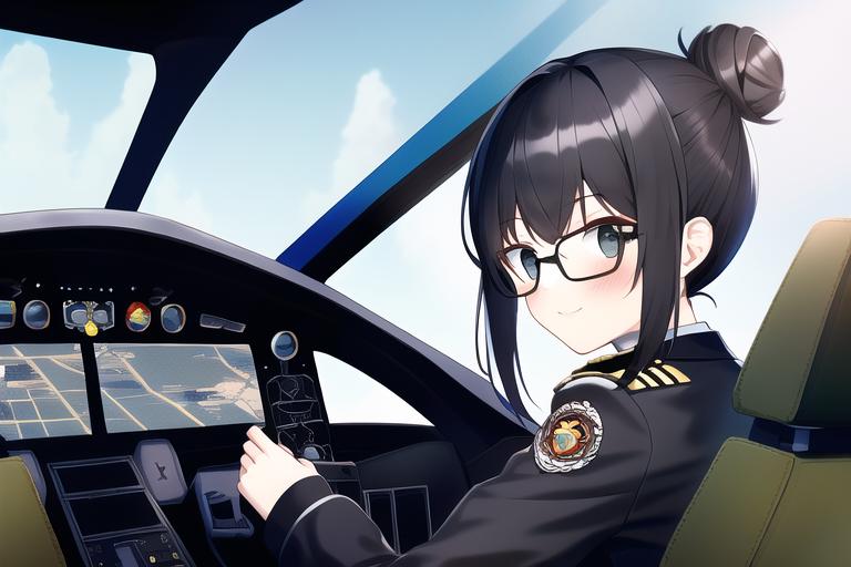 A black-haired girl with glasses and topknot, in fighter cockpit s-1650077390.png.jpg