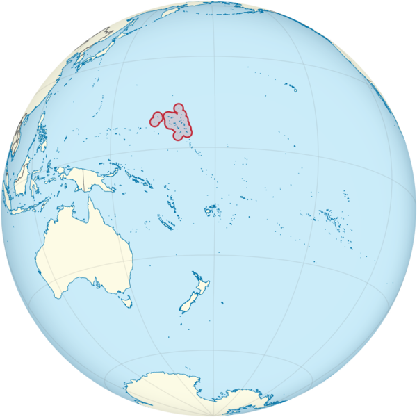 파일:Marshall Islands on the globe (small islands magnified) (Polynesia centered).png